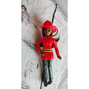 Barbie Firefighter Doll Mini Figure African American Girl Happy Meal Cake Topper